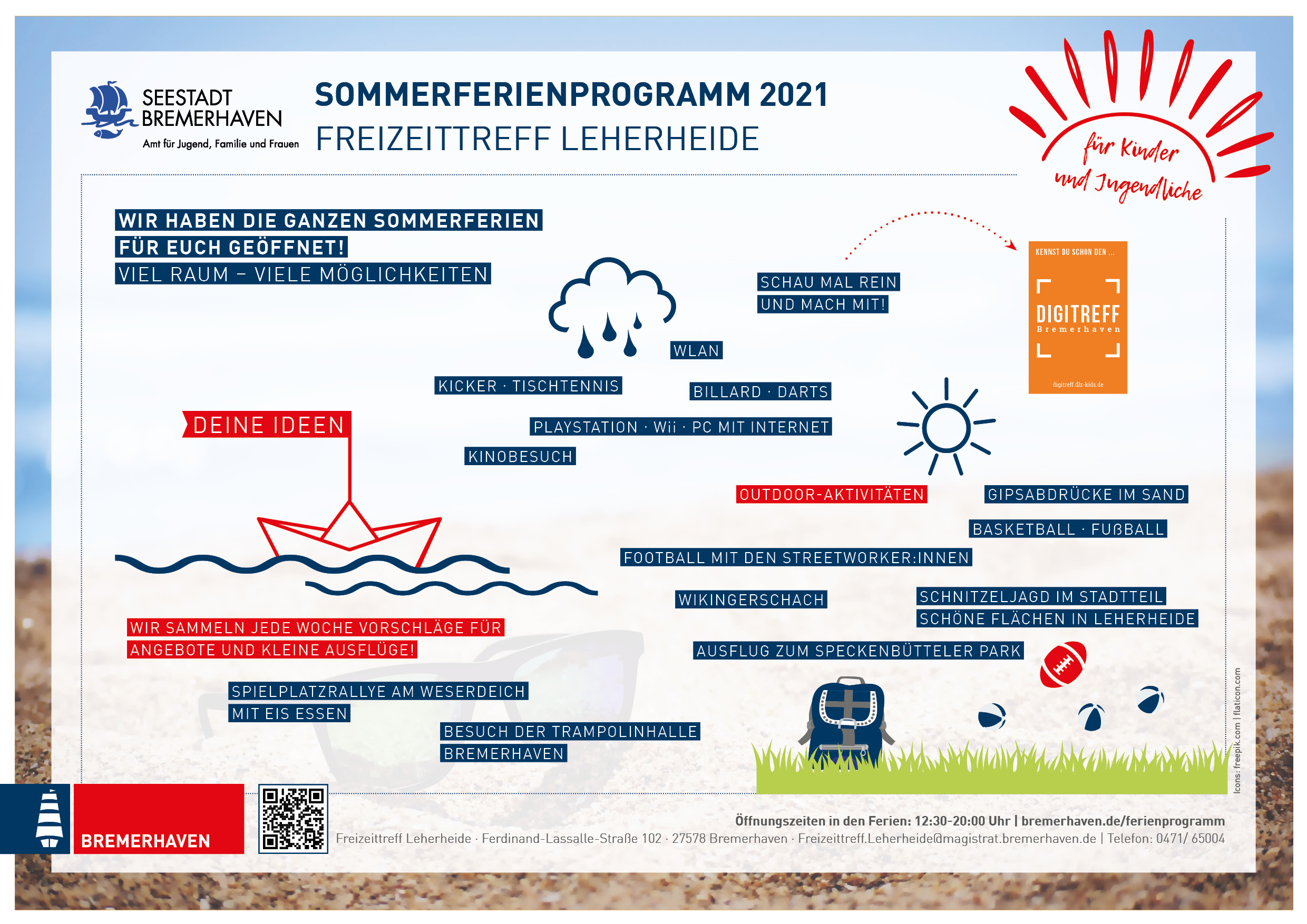 Grafik Sommerferien 2021 Freizeittreff Leherheide