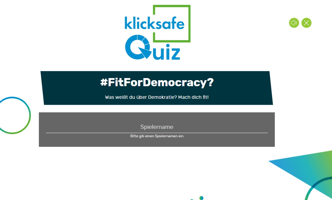 Grafik klicksafe Quiz #FitForDemocracy?
