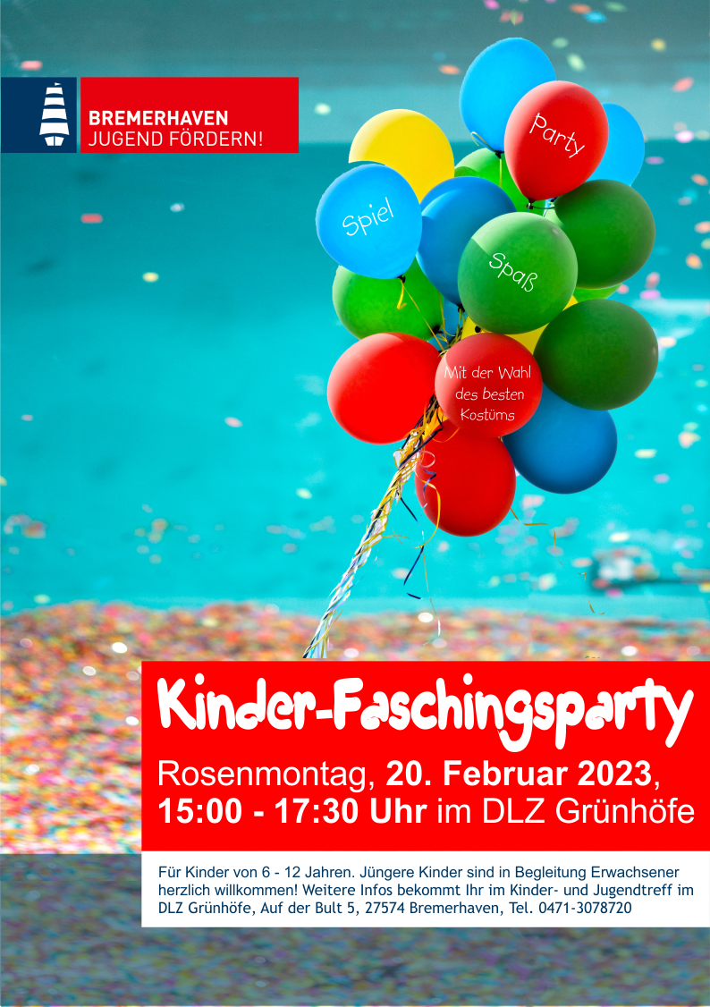 Plakat Kinder-Faschingsparty