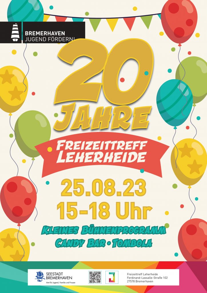 Poster des 20 Jahre Freizeitreff Leherheide Festes.